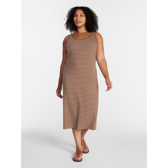 Terra & Sky Women's Plus Sleeveless Ribbed Mini Dress , Sizes 0X-5X