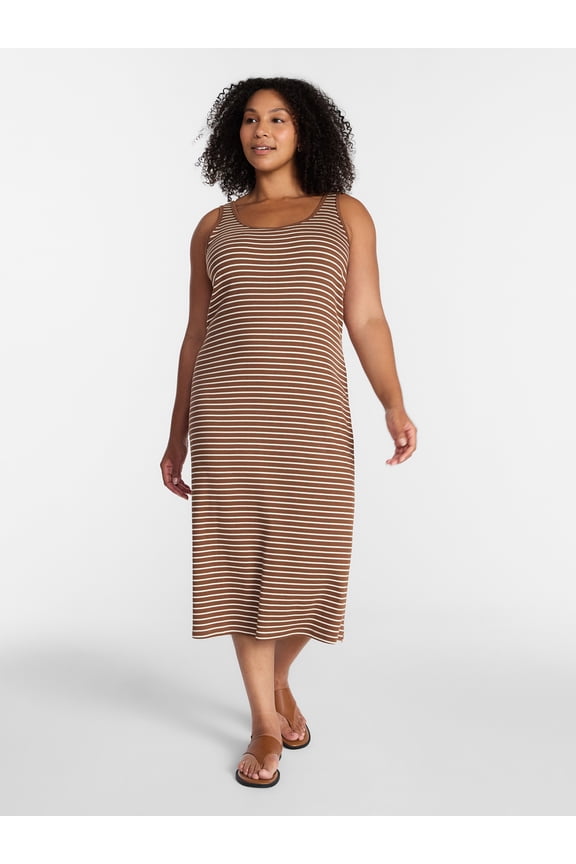 Women's Plus Sleeveless Ribbed Mini Dress , Sizes 0X-5X