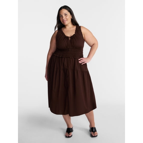 Terra & Sky Women’s Plus Sleeveless Smocked Dress, Sizes 0X-5X