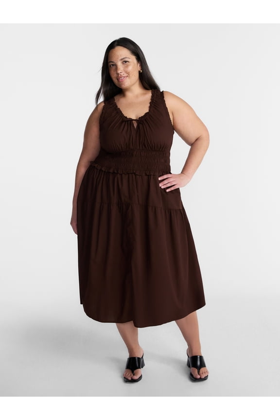Women’s Plus Sleeveless Smocked Dress, Sizes 0X-5X