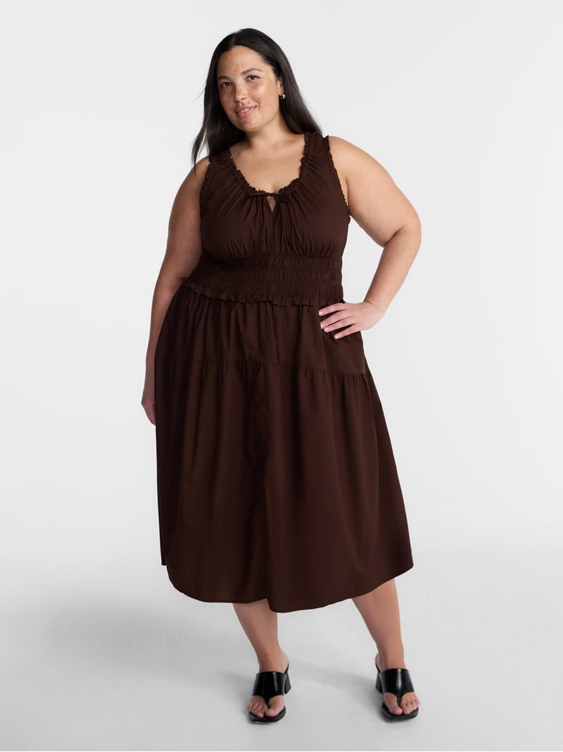 Terra & Sky Womens Plus Sleeveless Smocked Dress, Sizes 0x-5x Terra & Sky Womens Plus Sleeveless Smocked Dress, Sizes 0x-5x