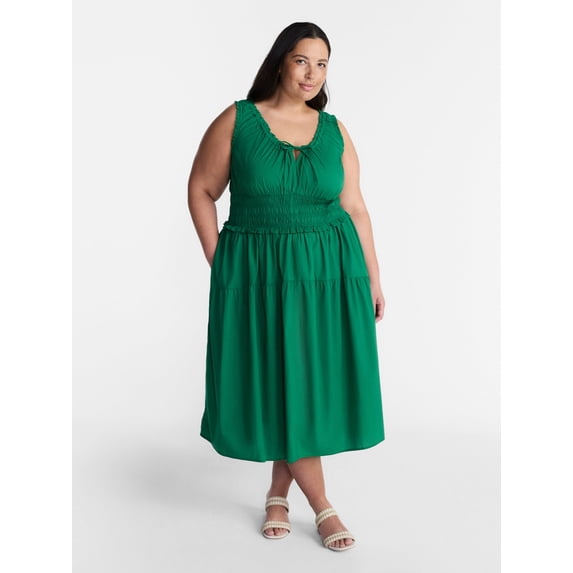 Terra & Sky Women's Plus Sleeveless Smocked Dress, Sizes-0X-5X