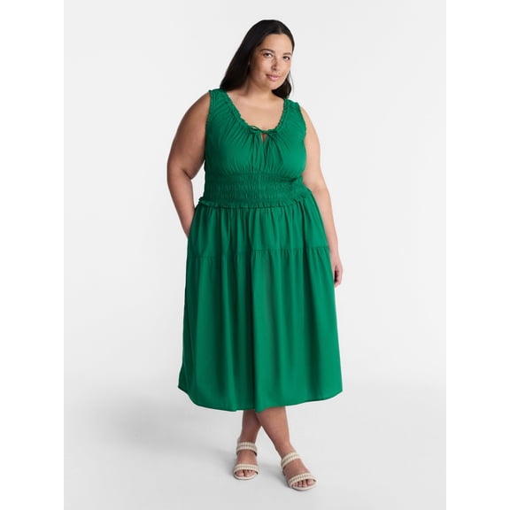 Terra & Sky Women's Plus Sleeveless Smocked Dress, Sizes-0X-5X