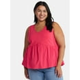 thumbnail image 1 of Terra & Sky Women's Plus Size Mixed Media Sleeveless Top, Sizes 0X-4X, 1 of 5