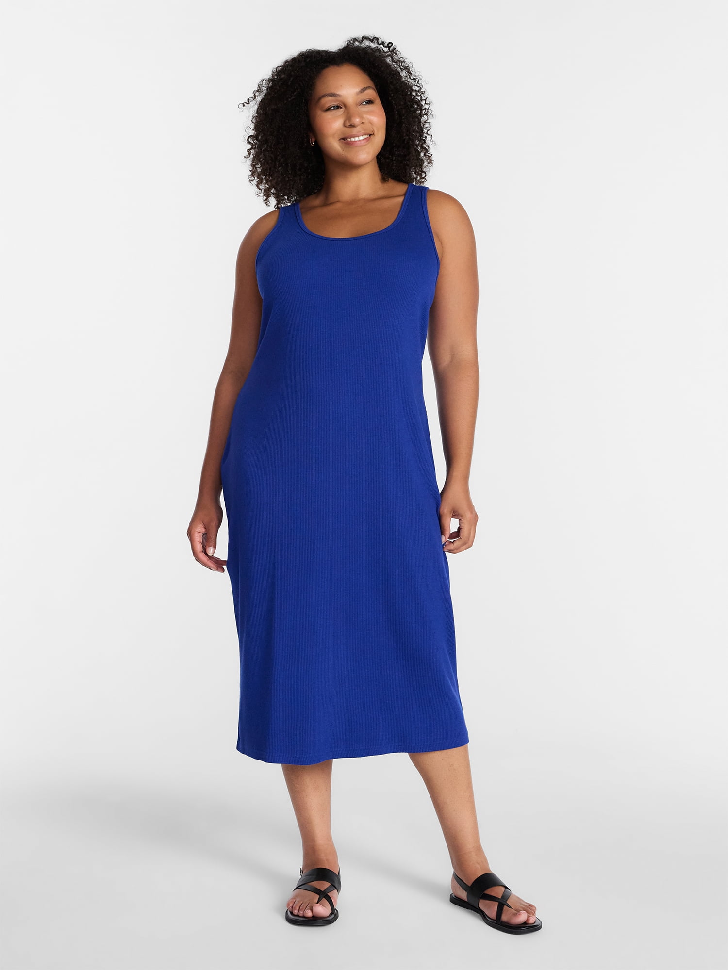Terra & Sky Women's Plus Sleeveless Ribbed Mini Dress , Sizes 0X-5X