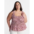 thumbnail image 1 of Terra & Sky Women’s Plus Sleeveless Smocked Peplum Tank Top, Sizes 0X-5X, 1 of 5