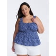 thumbnail image 1 of Terra & Sky Women’s Plus Sleeveless Smocked Peplum Tank Top, Sizes 0X-5X, 1 of 5