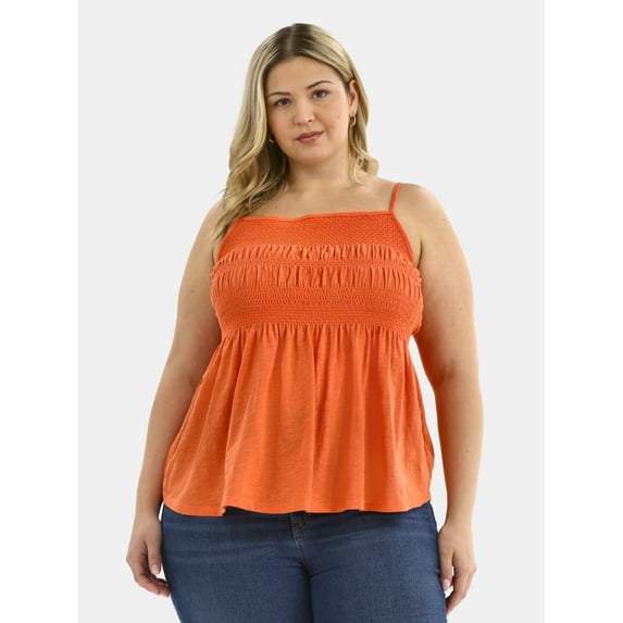Terra & Sky Women's Plus Size Smocked Tank Top, Sizes 0X-4X