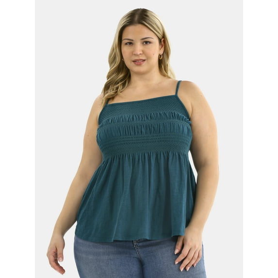Terra & Sky Women's Plus Size Smocked Tank Top, Sizes 0X-4X