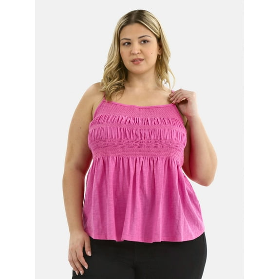 Terra & Sky Women's Plus Size Smocked Tank Top, Sizes 0X-4X