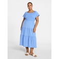 thumbnail image 1 of Terra & Sky Women's Plus Square Neck Smocked Dress, Sizes 0X-5X, 1 of 4