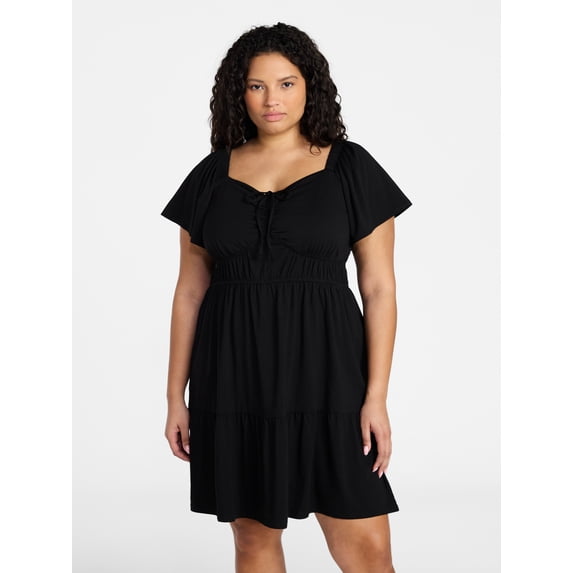 Terra & Sky Women's Plus Tiered Mini Dress, Sizes 0X-5X
