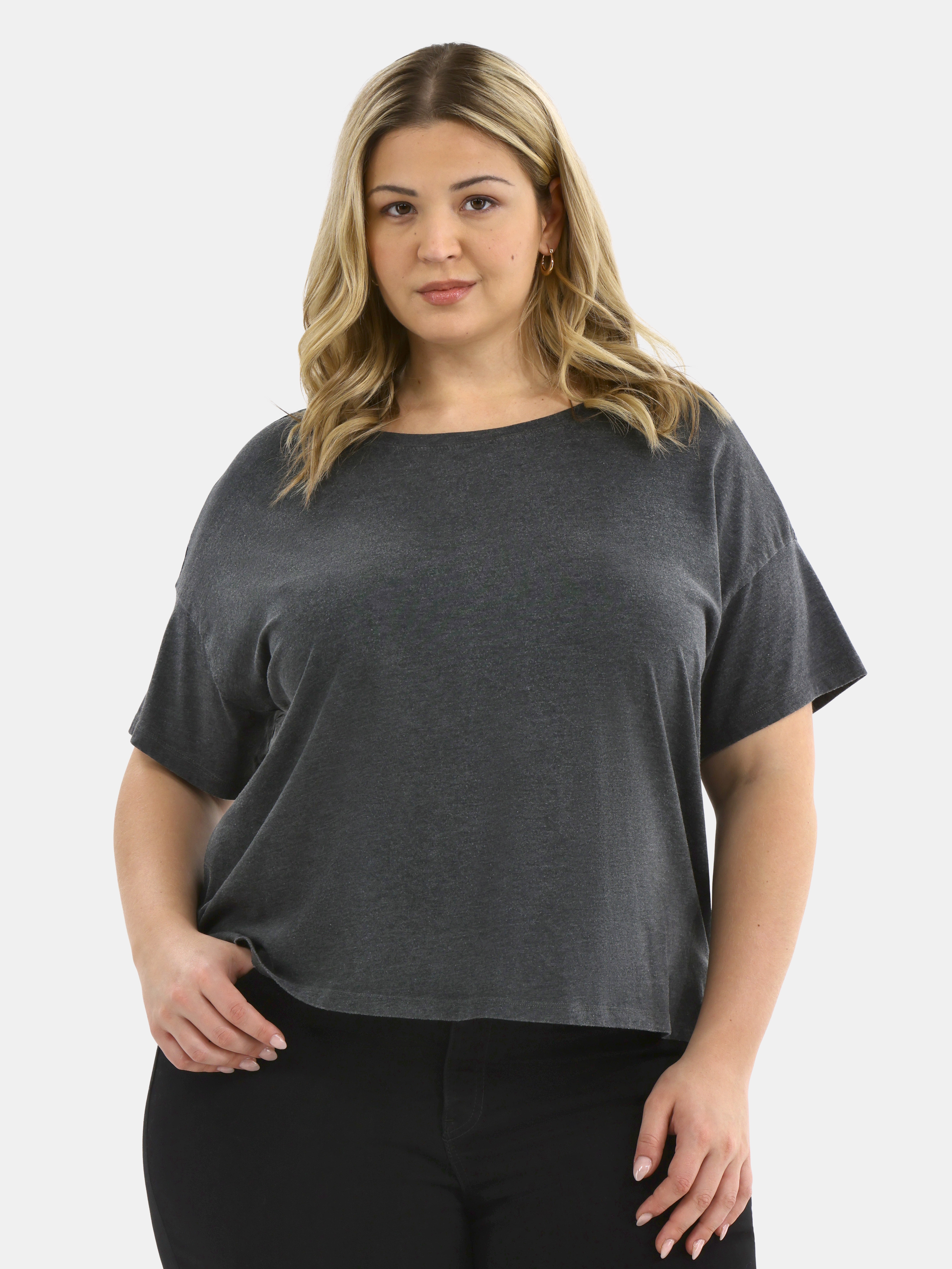 Terra & Sky Women's Plus Short Sleeve Boxy Tee, Sizes 0X-5X