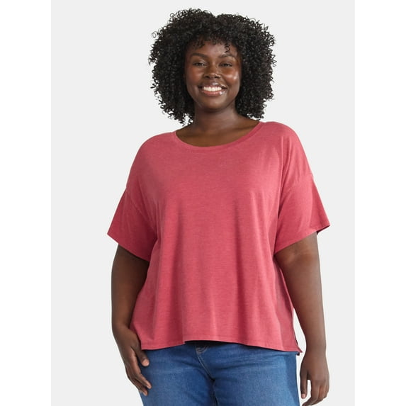 Terra & Sky Women's Plus Short Sleeve Boxy Tee, Sizes 0X-5X