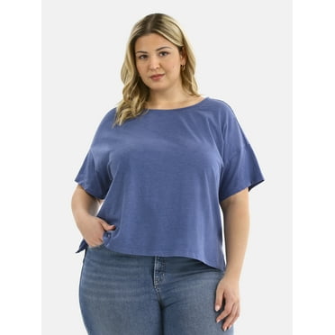 Terra & Sky Women's Plus Short Sleeve Boxy Tee, Sizes 0X-5X