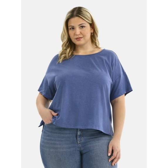 Terra & Sky Women's Plus Short Sleeve Boxy Tee, Sizes 0X-5X