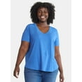 thumbnail image 1 of Terra & Sky Women's Plus Size V-Neck Tee with Short Sleeves, Sizes 0X-4X, 1 of 5