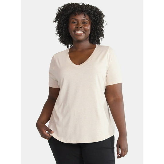 Terra & Sky Women’s Plus Short Sleeve V-Neck Tee, Sizes 0X-5X