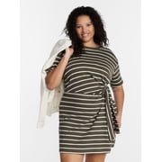 Women’s Plus Front Twist Dress with Short Sleeve, Size 0X-5X