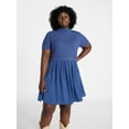 thumbnail image 1 of Terra & Sky Women's Plus Short Sleeve Mini Mixed Media Dress, Sizes 0X-5X, 1 of 5