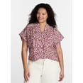 thumbnail image 1 of Terra & Sky Women's Plus Printed Popover Blouse, Sizes 0X-5X, 1 of 5