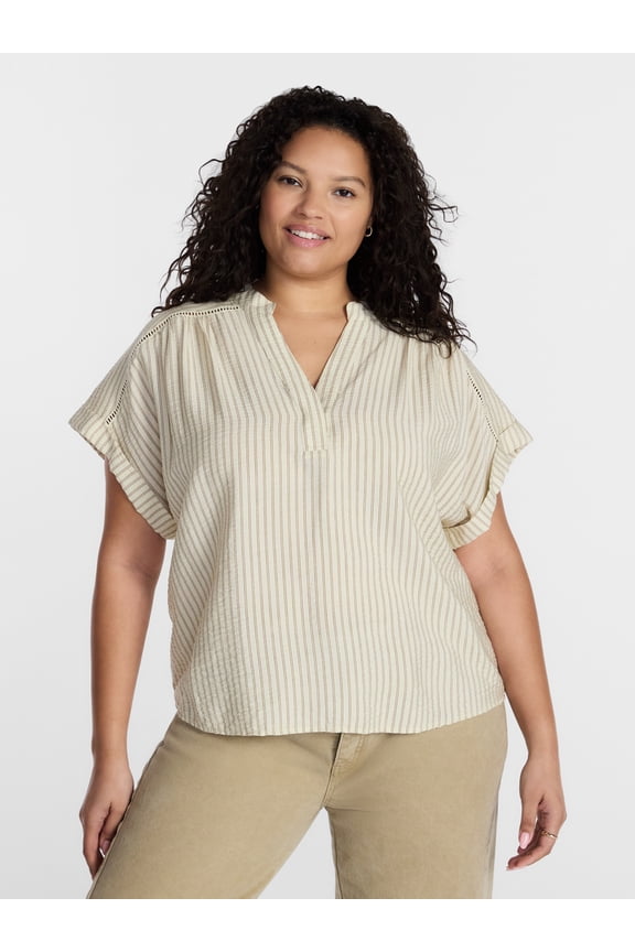 Women's Plus Printed Popover Blouse, Sizes 0X-5X