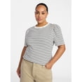 thumbnail image 1 of Terra & Sky Women's Plus Size Crewneck Top with Short Puff Sleeves, Size 0X-4X, 1 of 5