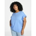 thumbnail image 1 of Terra & Sky Women's Plus Ruffle Short Sleeve Tee, Sizes 0X-5X, 1 of 5