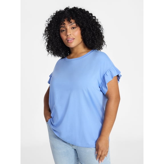 Terra & Sky Women's Plus Ruffle Short Sleeve Tee, Sizes 0X-5X