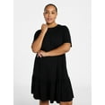 thumbnail image 1 of Terra & Sky Women's Plus Size Tier Tee Dress with Short Sleeves, Size 0X-5X, 1 of 5
