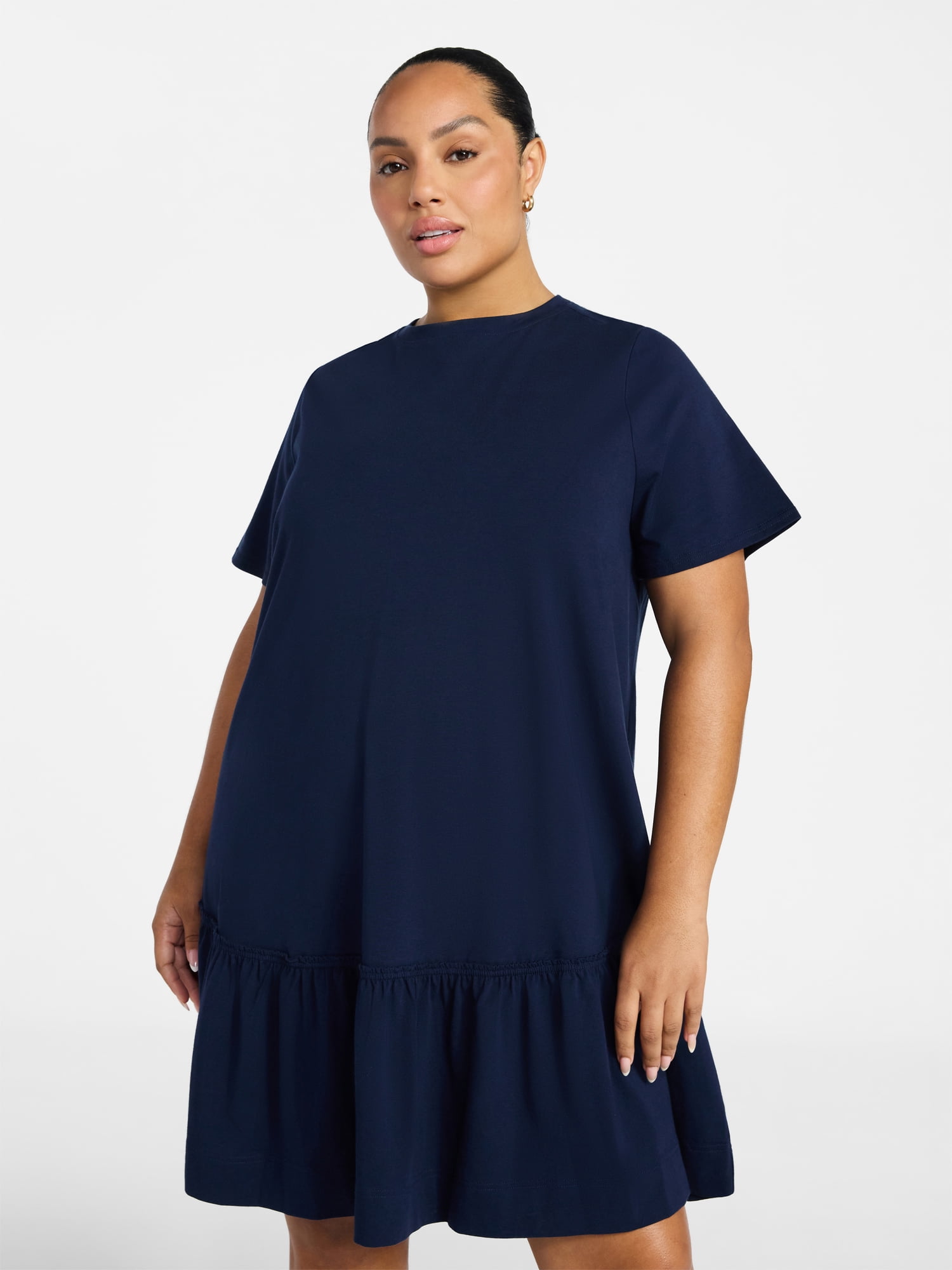 Terra & Sky Women's Plus Size Tier Tee Dress with Short Sleeves, Size 0X-5X
