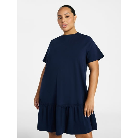 Terra & Sky Women's Plus Size Tier Tee Dress with Short Sleeves, Size 0X-5X