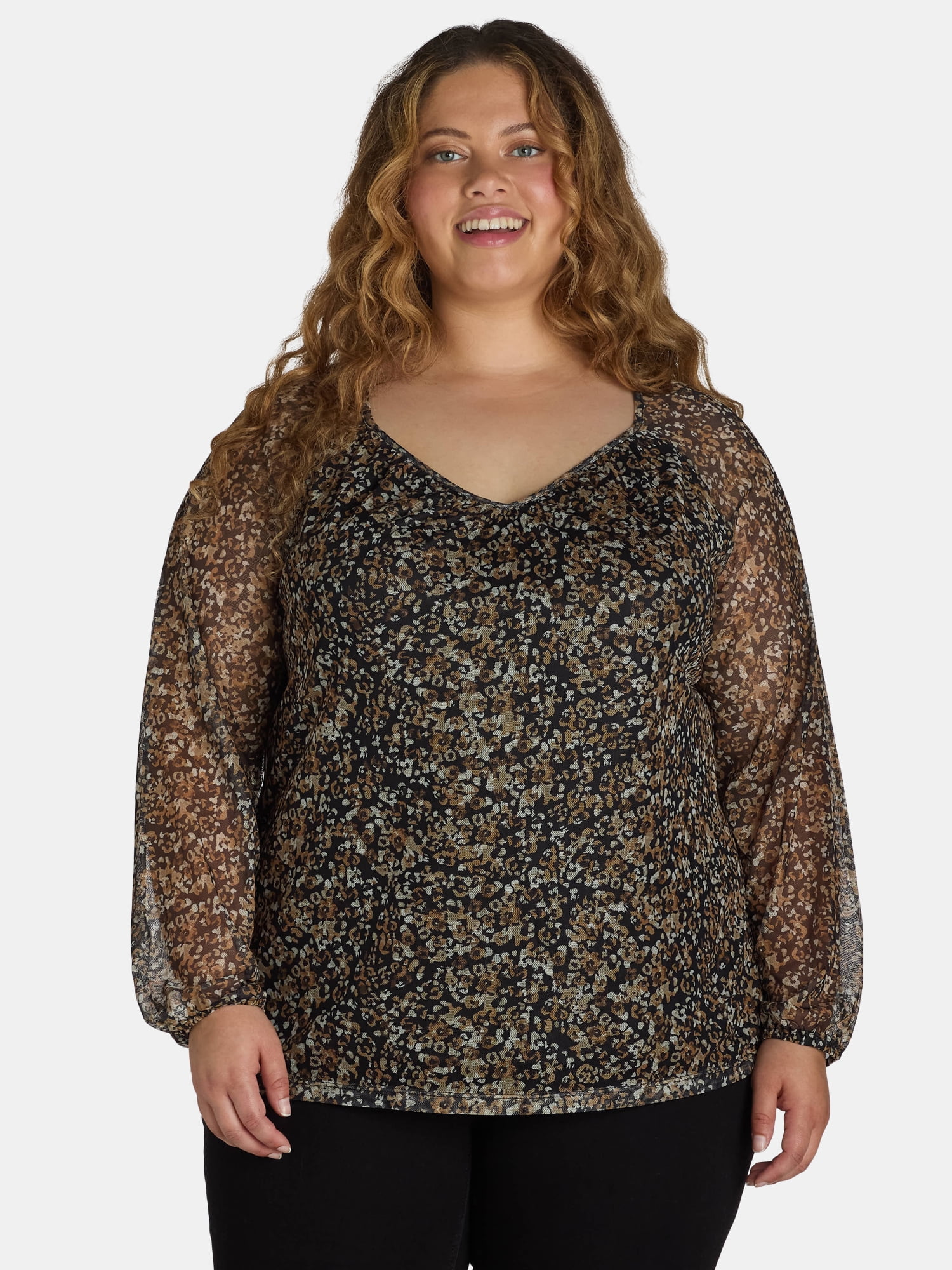 Terra & Sky Women's Sweetheart Mesh Top - Walmart.com