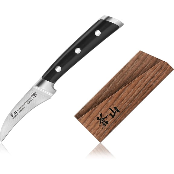 TS Series 1020625 Swedish 14C28N Steel Forged 2.75-Inch Peeling Knife and Wood Sheath Set