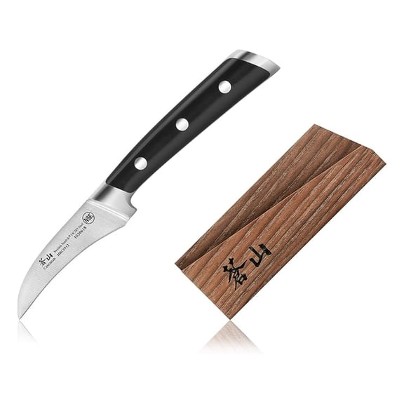 TS Series 1020625 Swedish 14C28N Steel Forged 2.75-Inch Peeling Knife and Wood Sheath Set