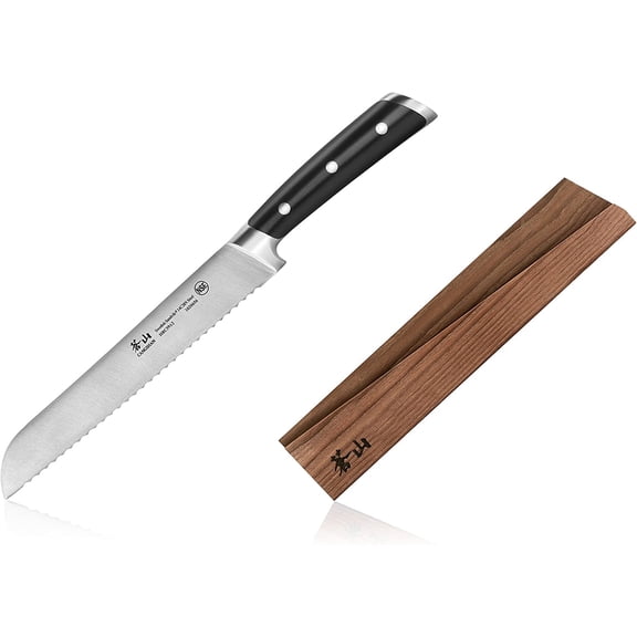 TS Series 1020663 Swedish 14C28N Steel Forged 8-Inch Bread Knife and Wood Sheath Set