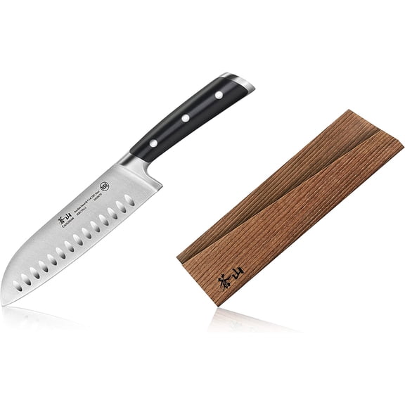TS Series 1020687 Swedish 14C28N Steel Forged 7-Inch Santoku Knife and Wood Sheath Set