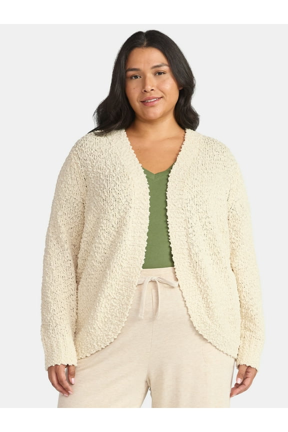 Women's Plus Size Chenille Cocoon Cardigan Sweater, Midweight, Sizes 0X-5X