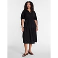 thumbnail image 1 of Terra & Sky Women’s Plus Tiered Midi Dress with Short Puff Tie Sleeves, Sizes 0X-5X, 1 of 4