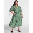 thumbnail image 1 of Terra & Sky Women’s Plus Tiered Midi Dress with Short Puff Tie Sleeves, Sizes 0X-5X, 1 of 4