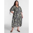 thumbnail image 1 of Terra & Sky Women’s Plus Tiered Midi Dress with Short Puff Tie Sleeves, Sizes 0X-5X, 1 of 4