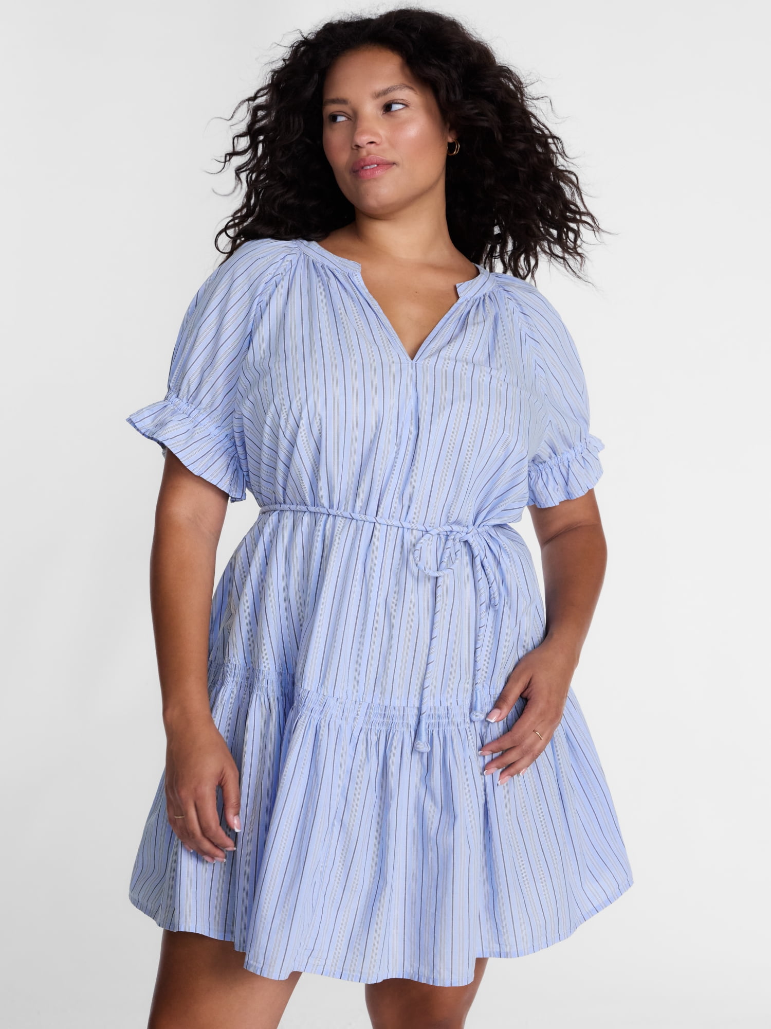 Terra & Sky Women's Plus Tiered Mini Dress, Sizes 0X-5X