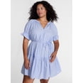 thumbnail image 1 of Terra & Sky Women's Plus Cotton Tiered Mini Dress with Short Puff Sleeves, Sizes 0X-5X, 1 of 5