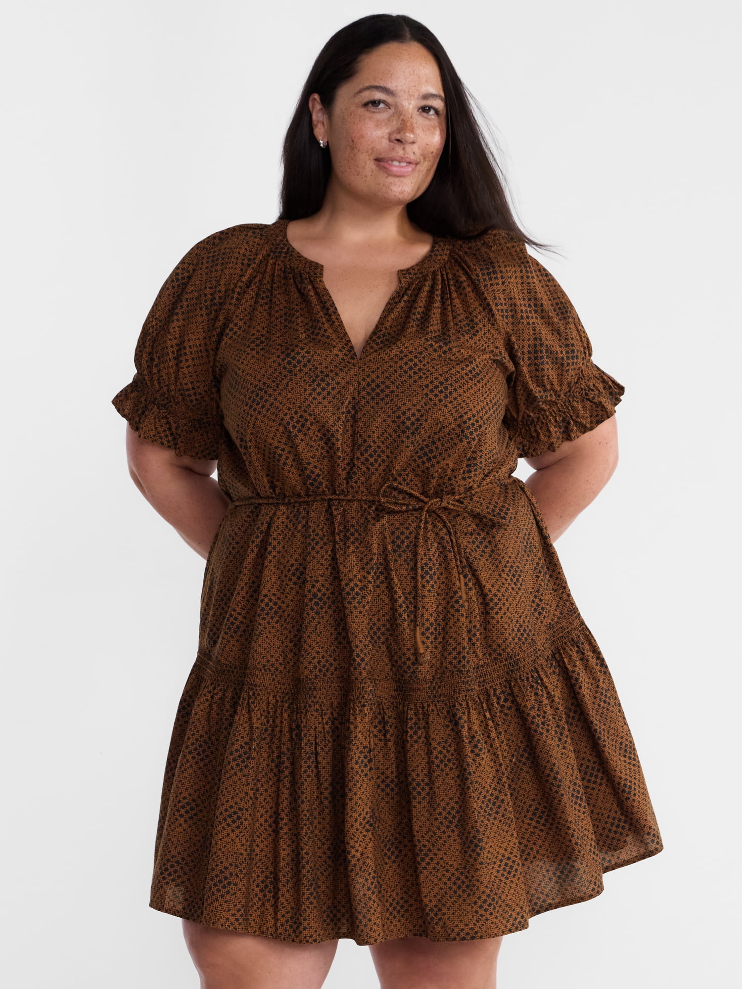 Terra & Sky Women's Plus Tiered Mini Dress, Sizes 0X-5X