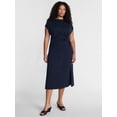 thumbnail image 1 of Terra & Sky Women's Plus Ruched Front Maxi Dress with Short Sleeves, Sizes 0X-5X, 1 of 4