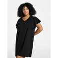 thumbnail image 1 of Terra & Sky Women's Plus Size V Neck Tee Dress with Flutter Sleeves, Size 0X-5X, 1 of 5