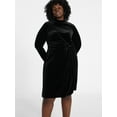 thumbnail image 1 of Terra & Sky Women's Plus Long Sleeve Velvet Mock Neck Dress, Sizes 0X-5X, 1 of 5
