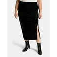 thumbnail image 1 of Terra & Sky Women's Plus Velvet Midi Skirt, Sizes 0X-5X, 1 of 5