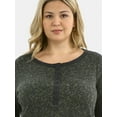 thumbnail image 1 of Terra & Sky Women’s Plus Thermal Henley Top with Long Sleeves, Size 0X-4X, 1 of 5