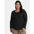thumbnail image 1 of Terra & Sky Women’s Plus Thermal Henley Top with Long Sleeves, Size 0X-5X, 1 of 5